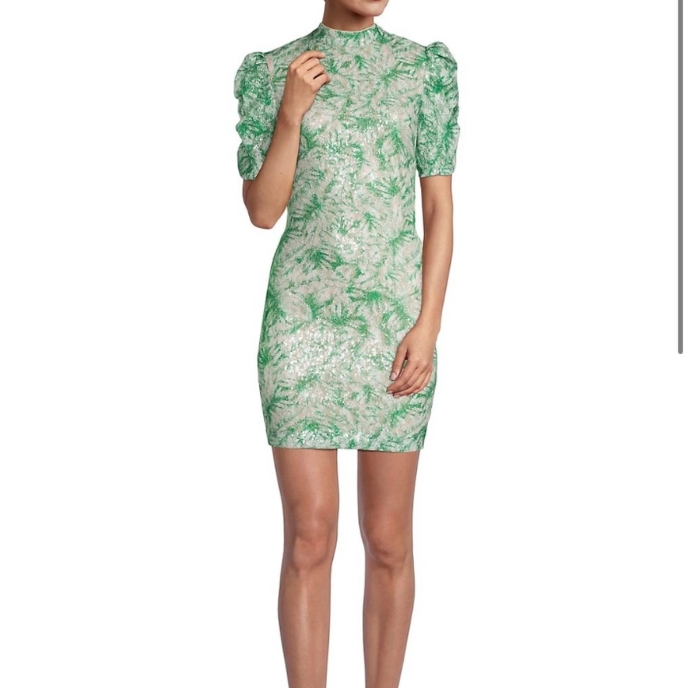 One 33 Social Womens By Badgley Mischka Sequin Palm Puff Sleeve